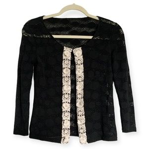 Women’s Crochet Lace Black and White Cardigan Size S